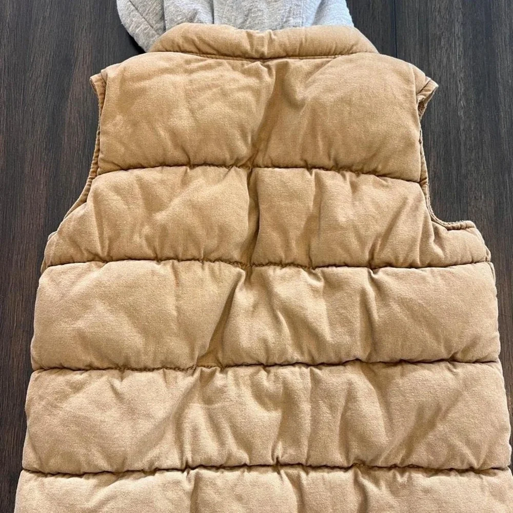 Old Navy Tan Puffer Vest Sherpa Lined Hooded Kids Size 4T